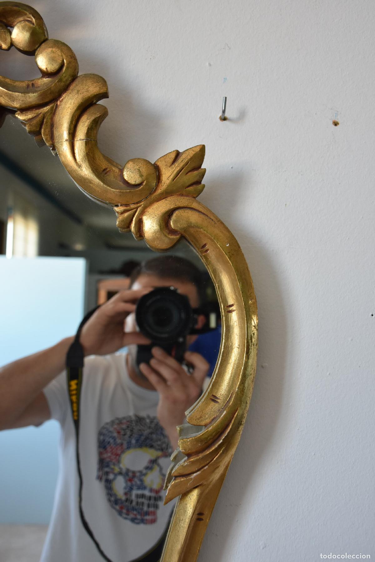 Antig&uuml;edades: Espejo copete tallado copete oro - Foto 4