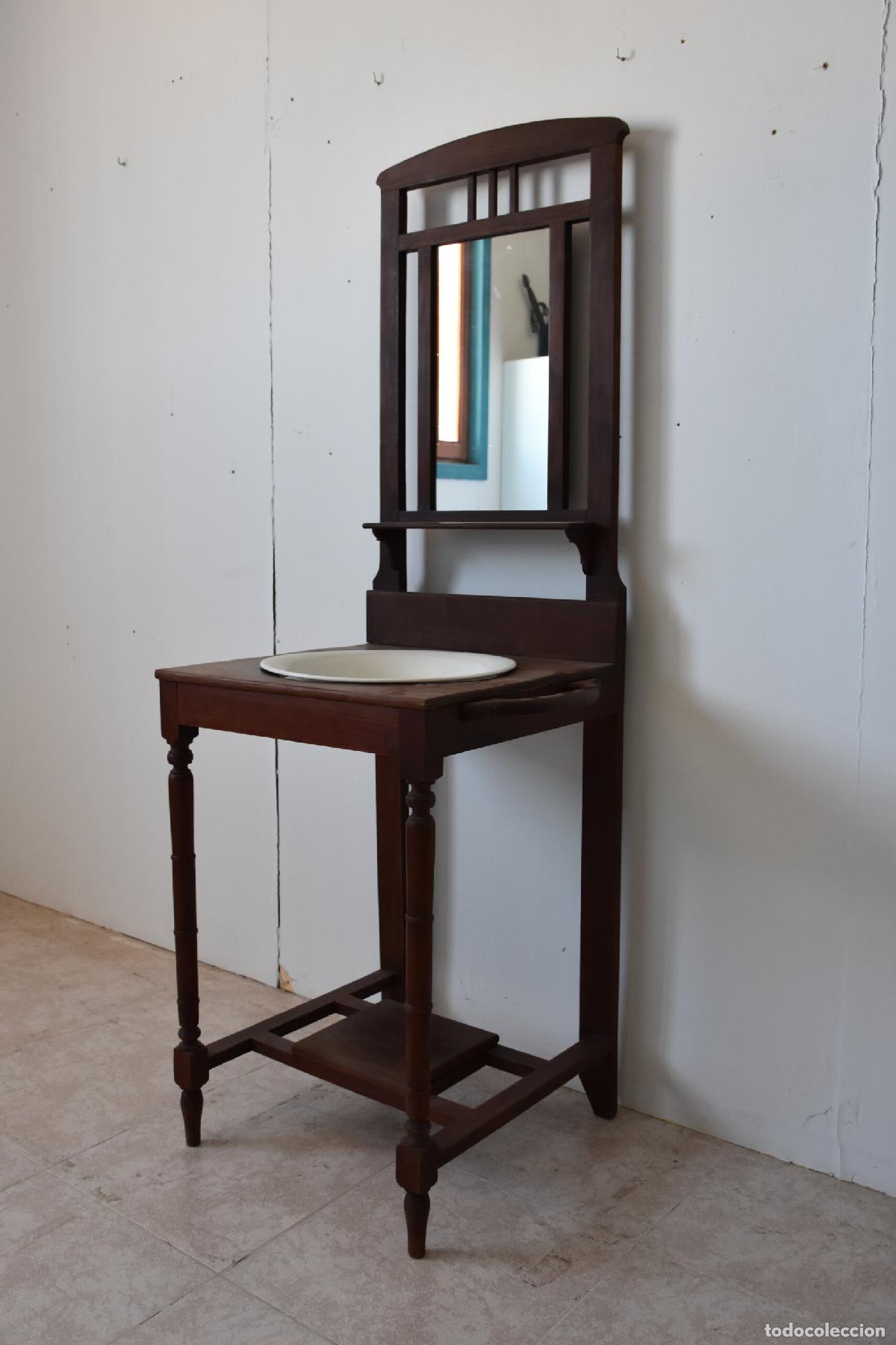 Antig&uuml;edades: Palanganero antiguo de madera - Foto 4