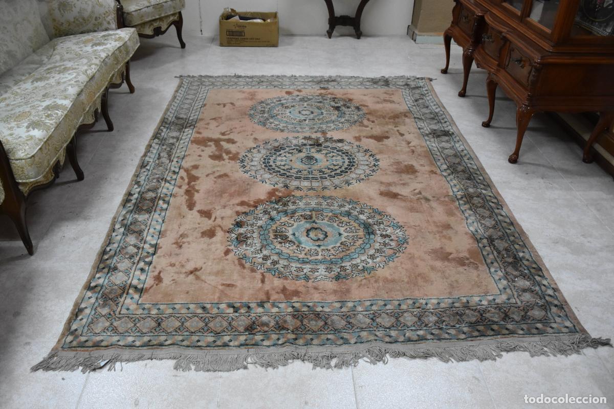 Antiquit&eacute;s: Alfombra antigua rosa 268 x 180 cm