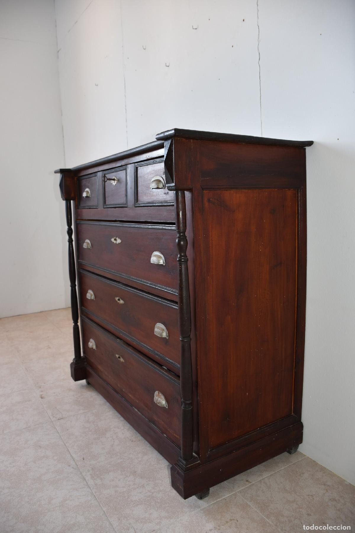 Antig&uuml;edades: Comoda antigua de madera con 4 cajones - Foto 5