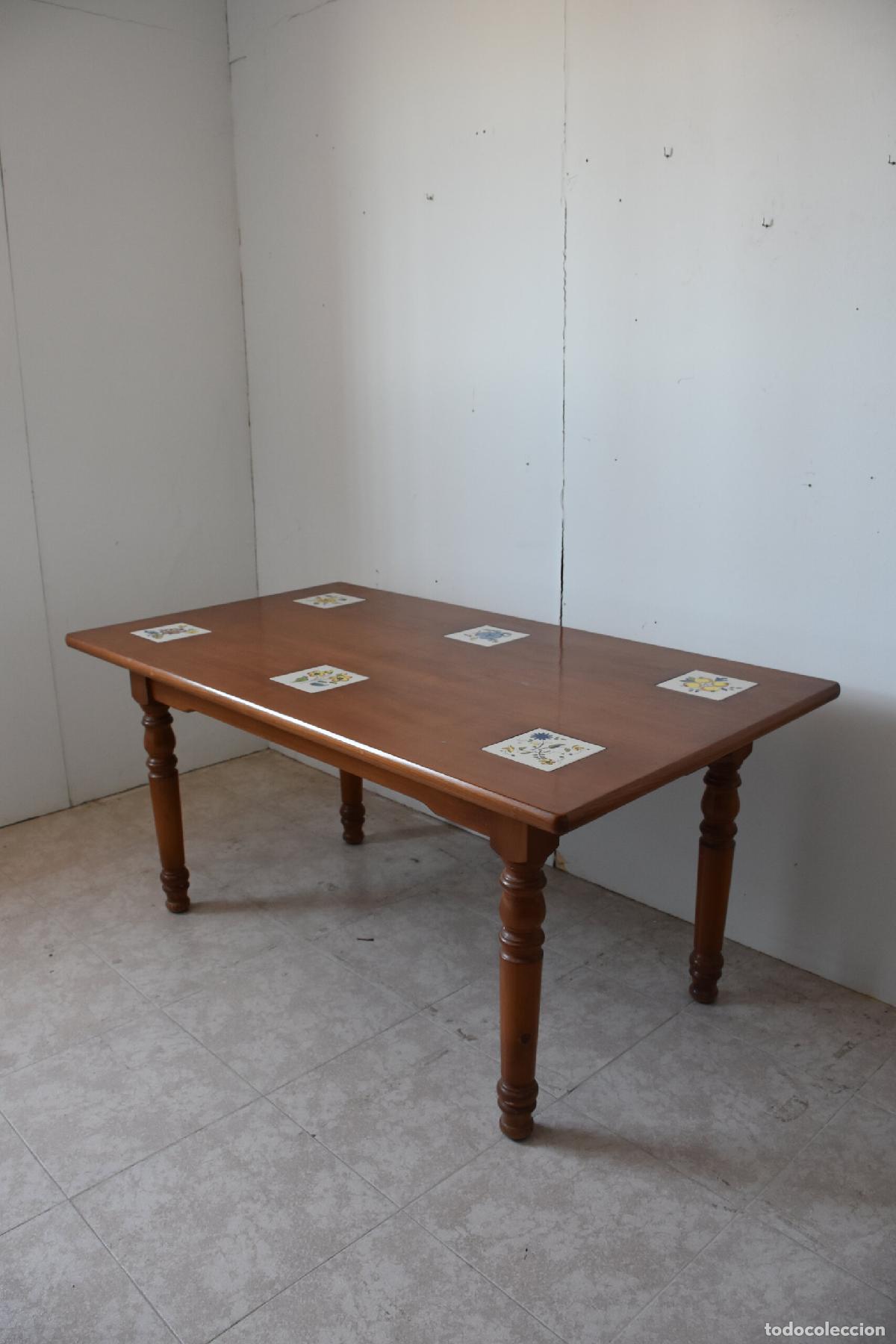 Antig&uuml;edades: Mesa rustica con azulejos ceramicos - Foto 2