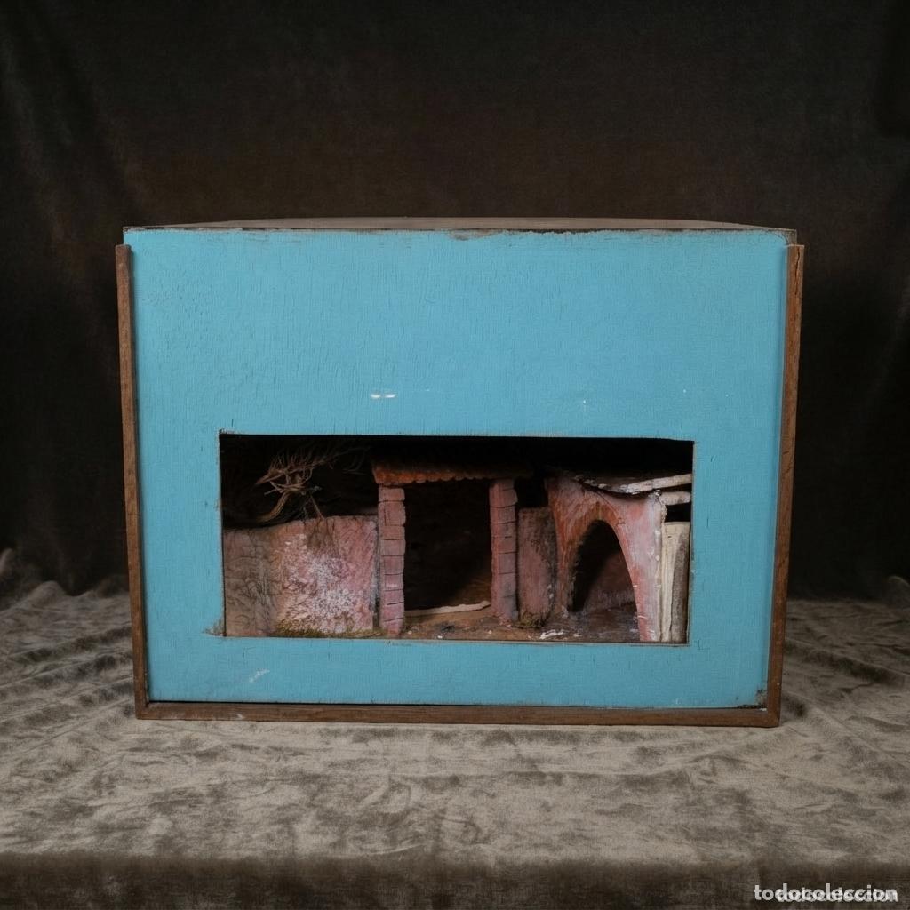 Oggetti Antichi: DIORAMA DE BEL&Eacute;N ARTESANAL CON ARQUITECTURAL RURAL EN MADERA. ARTUR OLIVERAS.SEGUNDA MITAD DEL S.XX