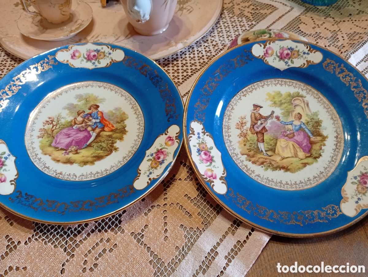 Antig&uuml;edades: Lote de dis platos porcelana