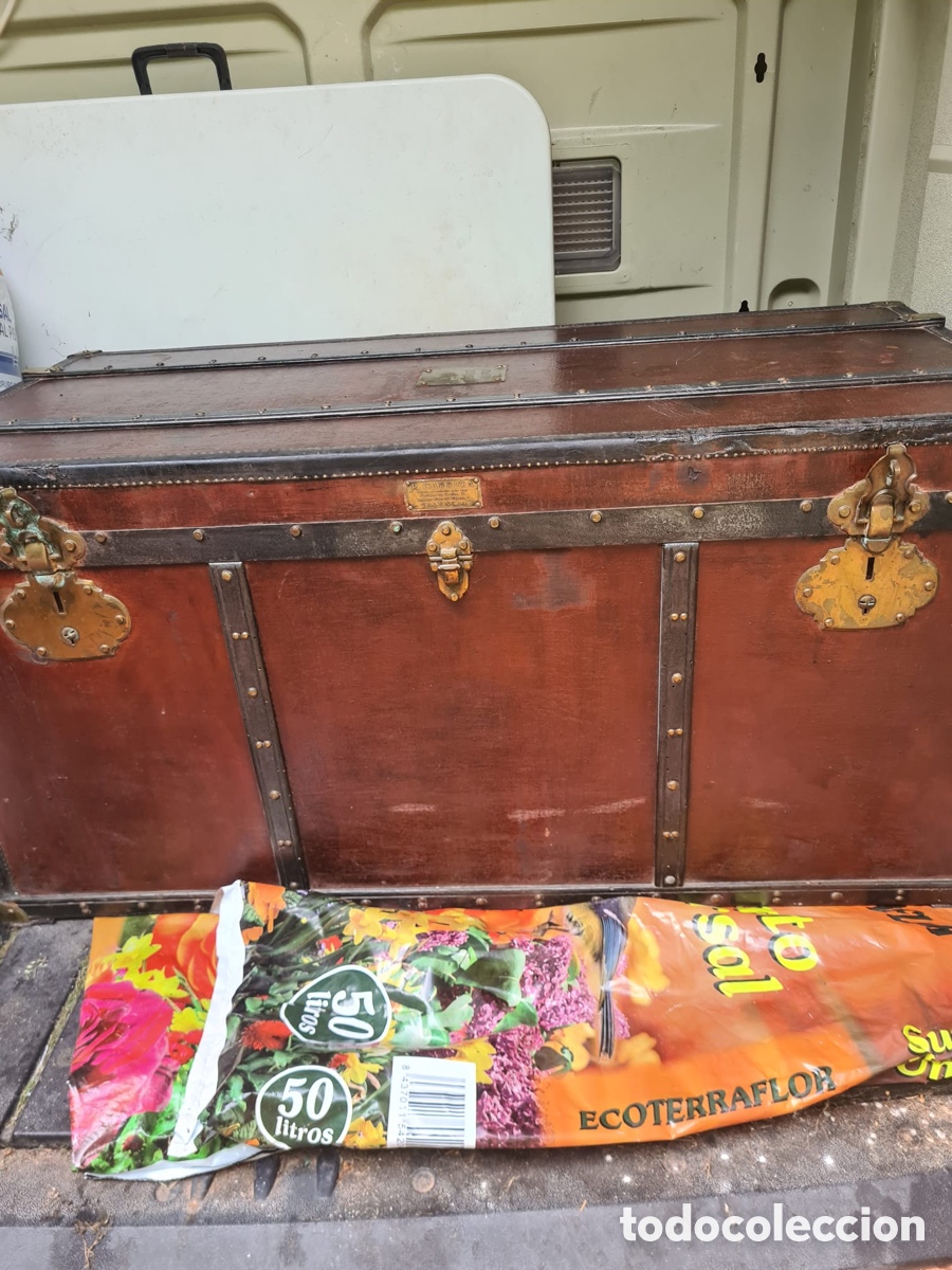 Antig&uuml;edades: Ba&uacute;l de viaje antiguo sXIX-sXX