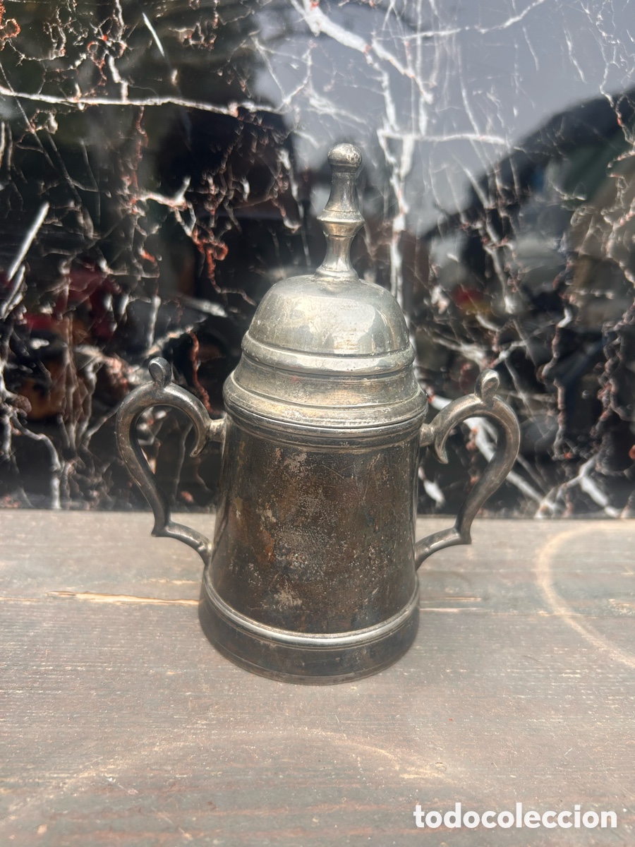 Antig&uuml;edades: Azucarero antiguo de metal plateado IMF