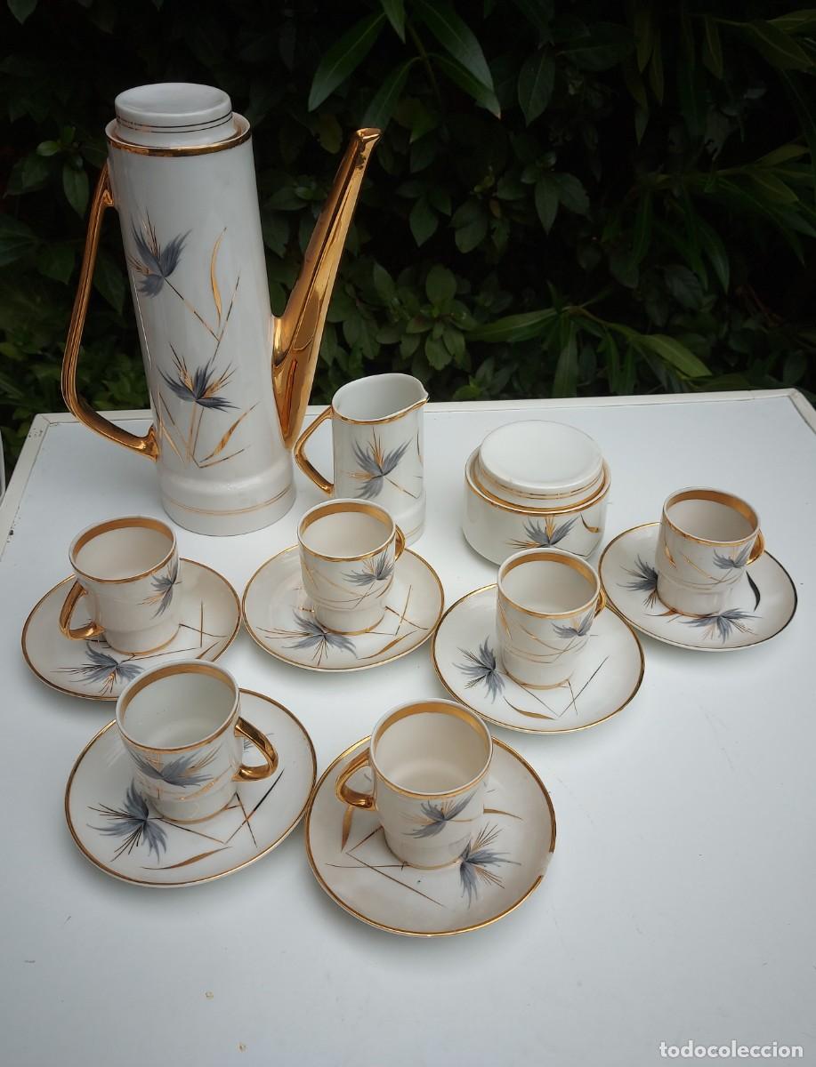 Antig&uuml;edades: ANTIGUO JUEGO DE CAFE DE CERAMICA DE LA MARCA ESPA&Ntilde;OLA LAYPE, A&Ntilde;OS 50