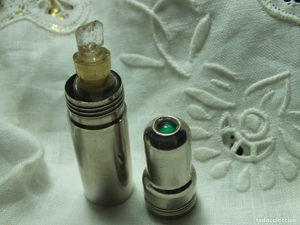 Antig&uuml;edades: ANTIGUO PERFUMERO DE VIAJE EN FUNDA ESTUCHE DE METAL CROMADO ART DECO A&Ntilde;OS 30