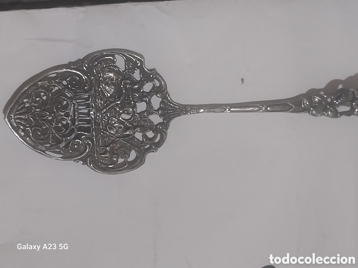 Antig&uuml;edades: Tres piezas de plata antigua-Pala calada 84 -cajita plata 916 Luis Espu&ntilde;es 948 y cajita esterlina