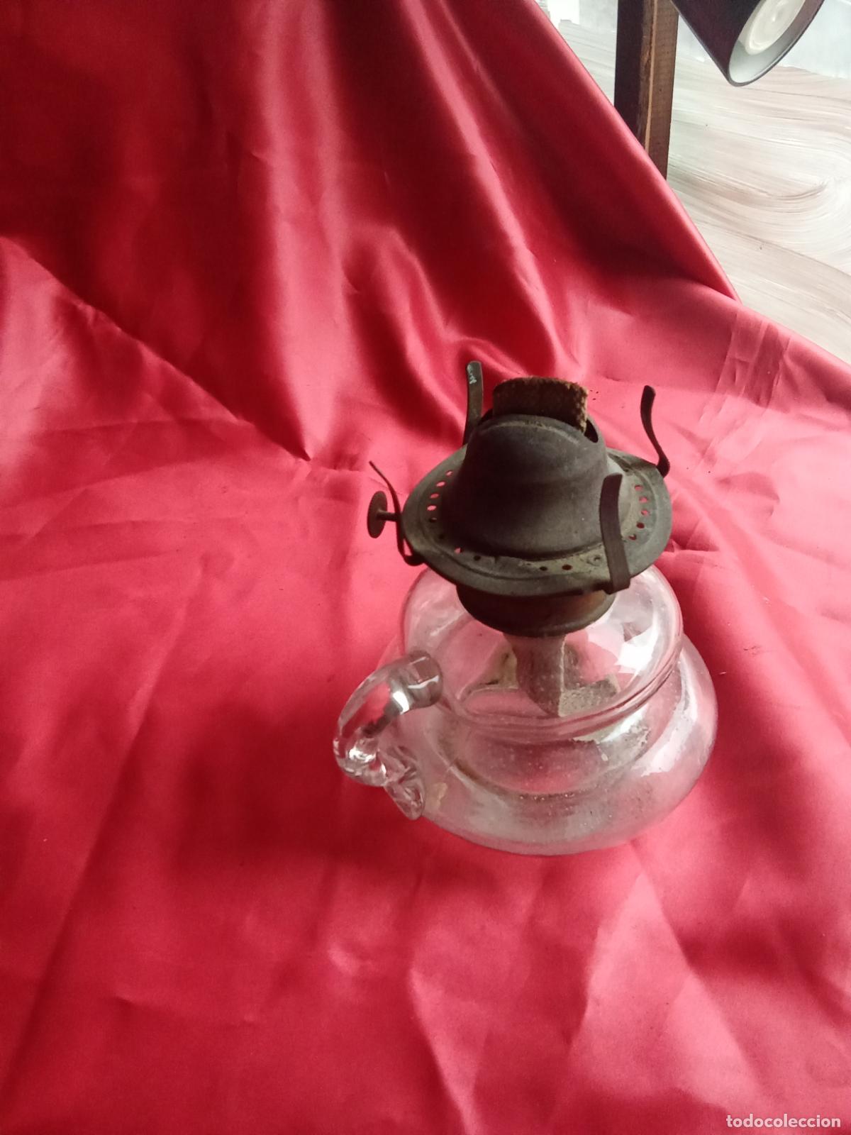 Antig&uuml;edades: Antiguo quinqu&eacute; de cristal con asa. V.9