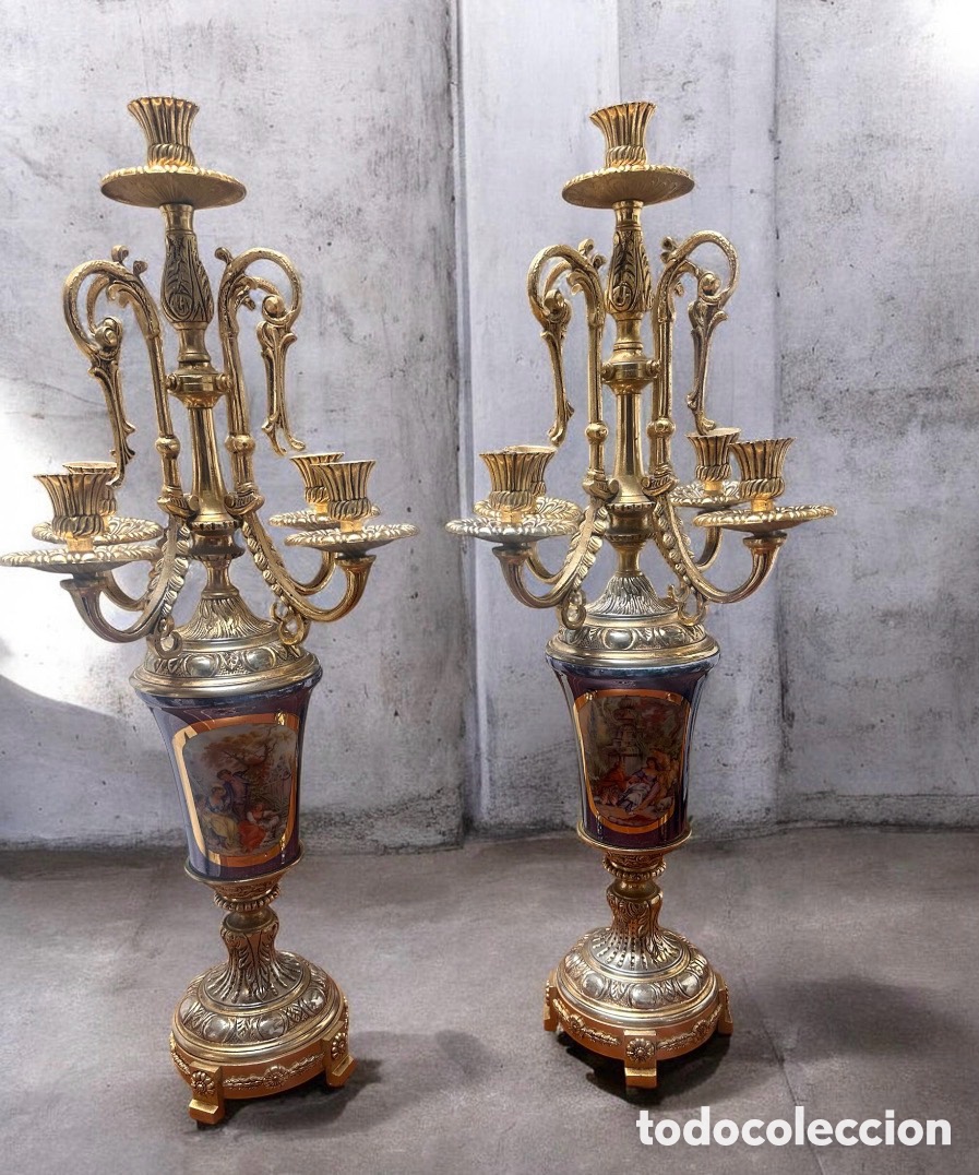 Antig&uuml;edades: Jarrones de bronce y porcelana estilo Sevres - Foto 3