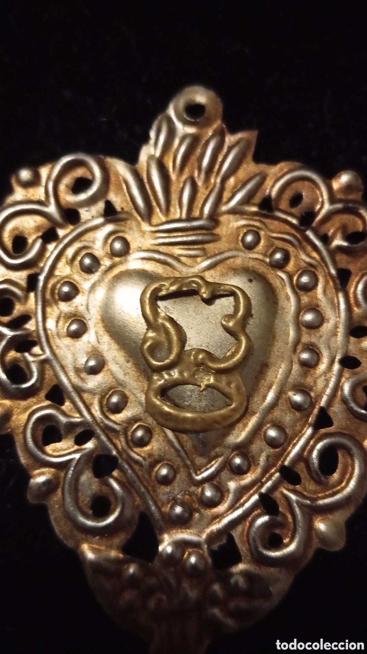 Antig&uuml;edades: Exvoto religioso antiguo coraz&oacute;n con n&uacute;mero 53 - Foto 2