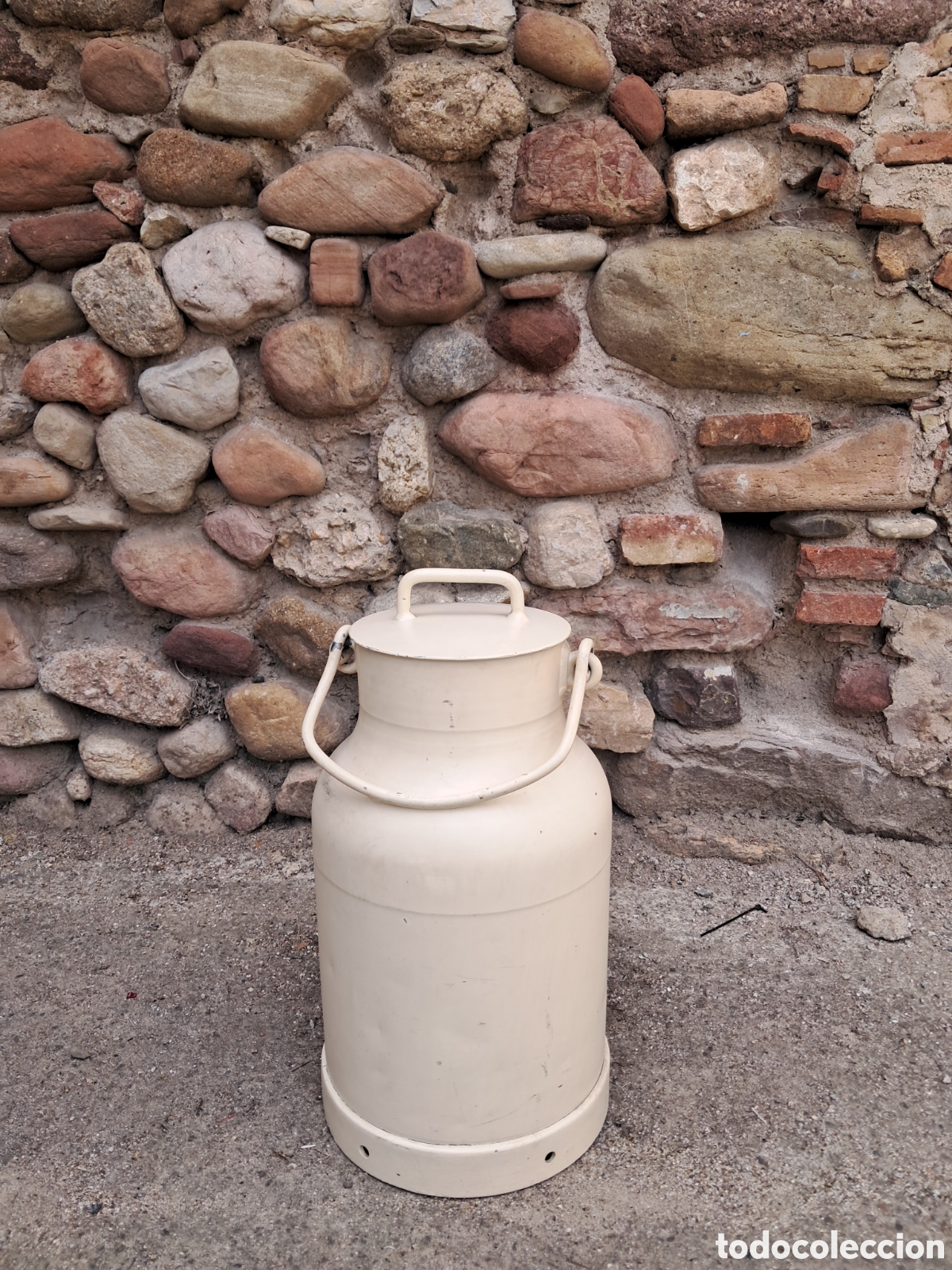 Antig&uuml;edades: Antigua lechera de zinc con tapa y asa &ndash; gran tama&ntilde;o &ndash; 54 cm