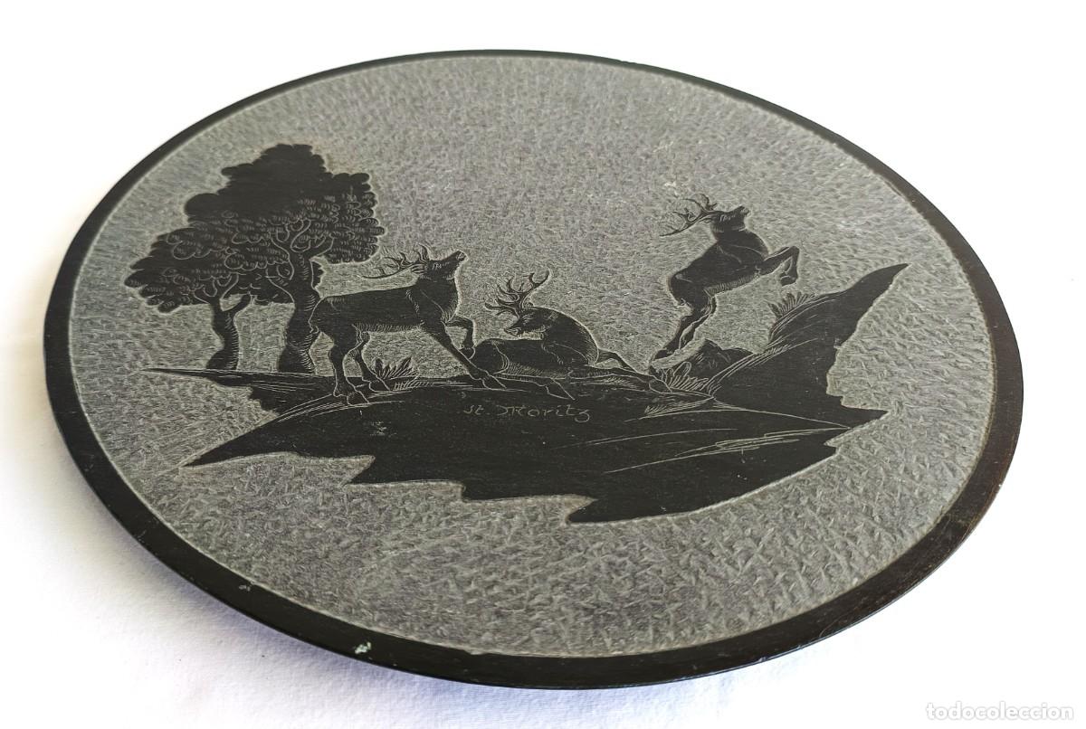 Antig&uuml;edades: Plato de pared - Piedra - Plato St.Moritz 1930-60 - Suiza