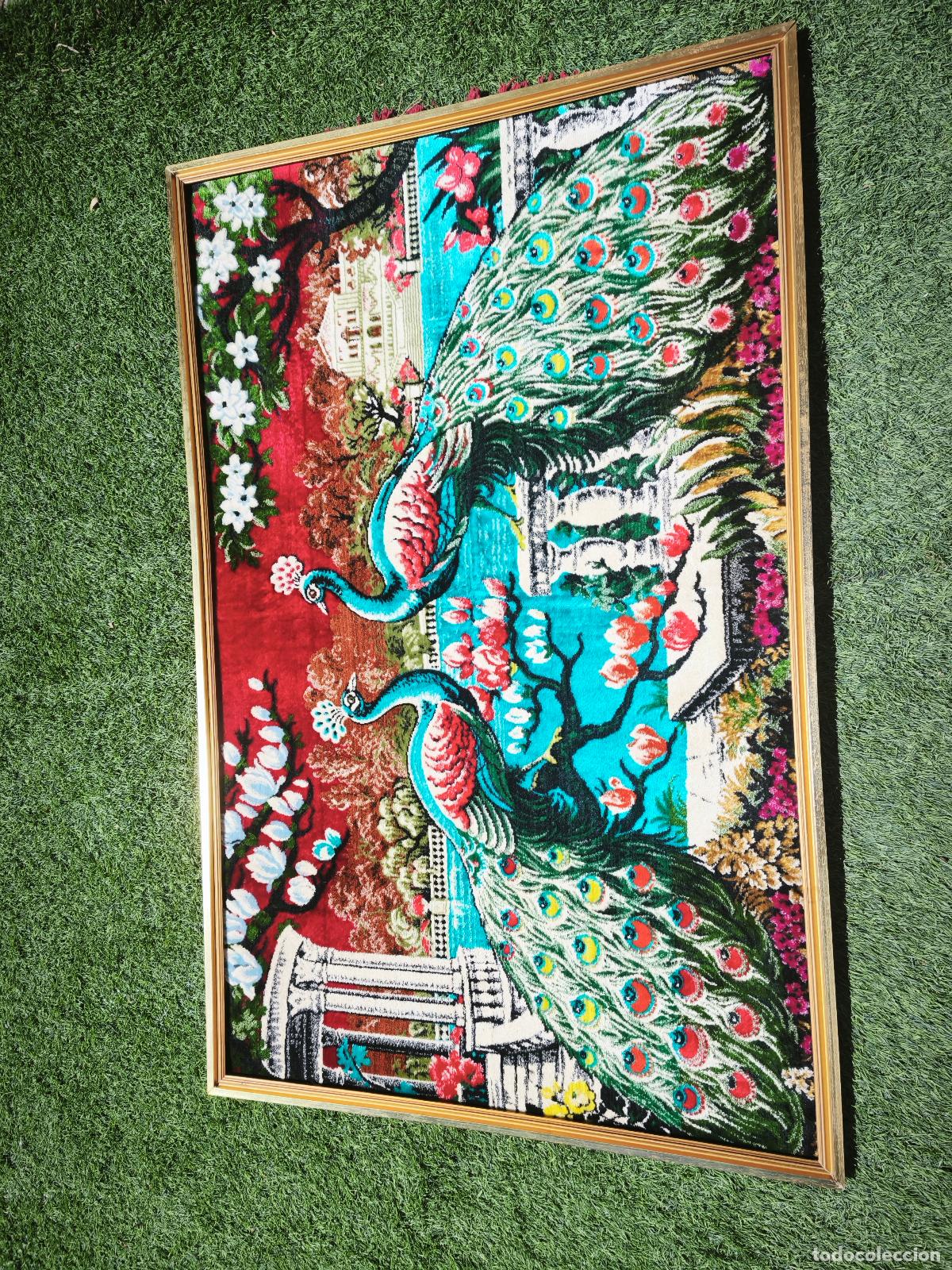 Antig&uuml;edades: Cuadro Tapiz pavo real