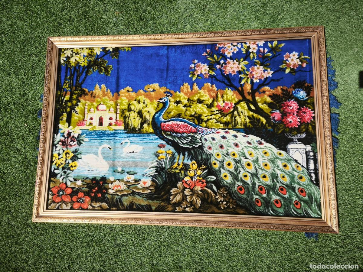 Antig&uuml;edades: Cuadro Tapiz pavo real