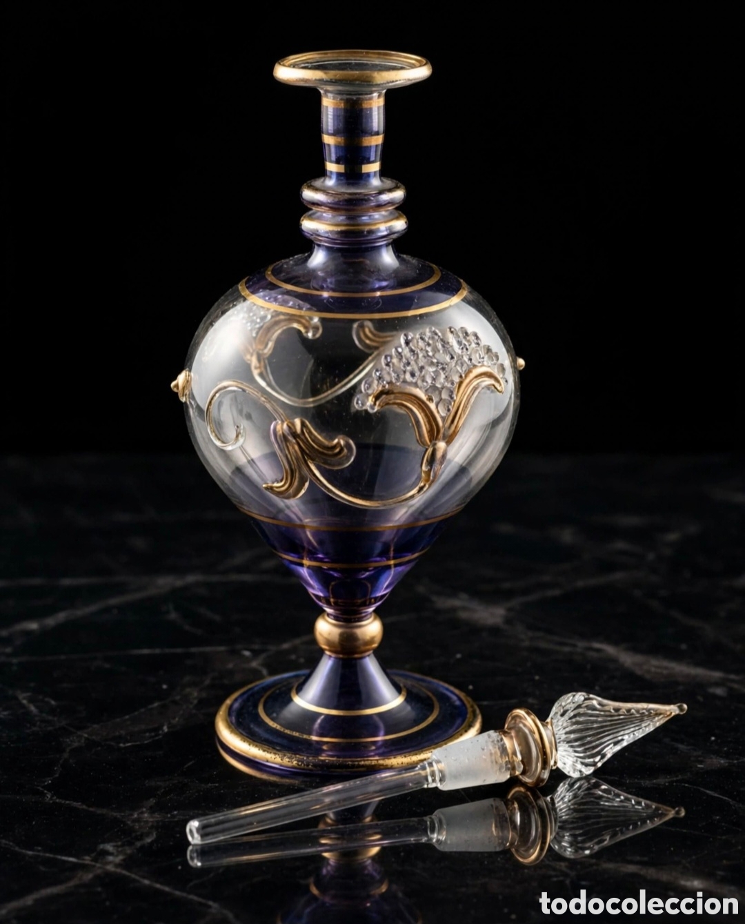 Antig&uuml;edades: Frasco de perfume de vidrio soplado a mano de origen Egipto tipo Alejadria/ Khan el Khalili