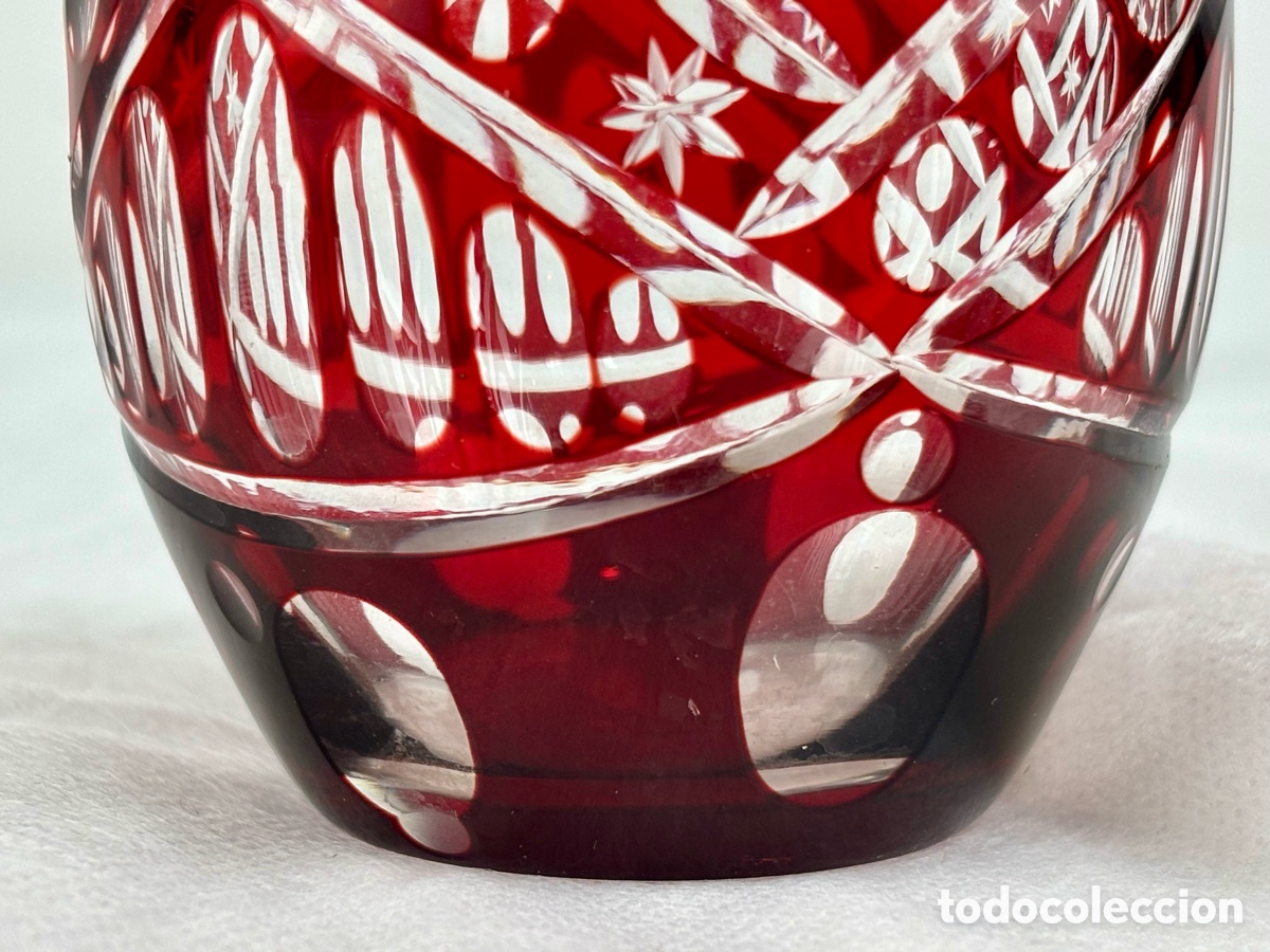 Antig&uuml;edades: VASO DE CRISTAL TALLADO COLOR BURDEOS - Foto 5