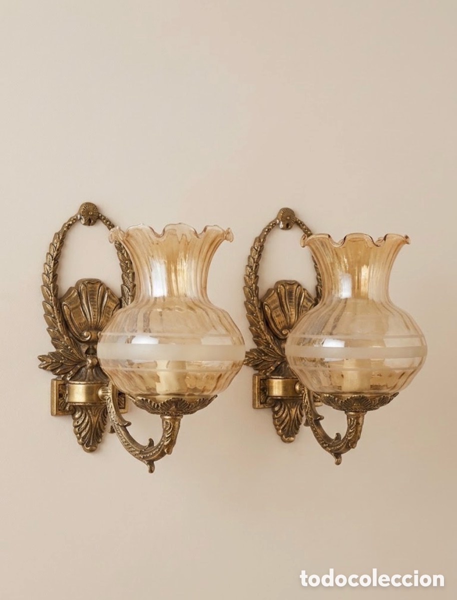 Antig&uuml;edades: Pack 2 Apliques Pared Vintage Bronce Cristal