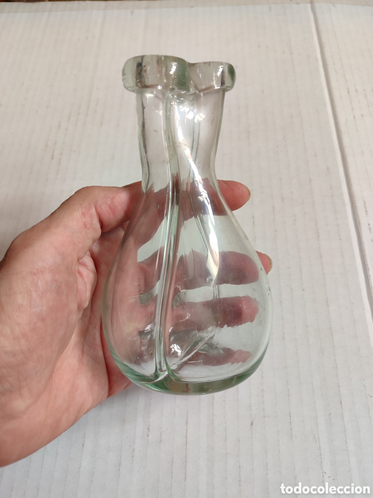Antig&uuml;edades: Antigua figueta matrimoni de cristal 15cm.figueta doble