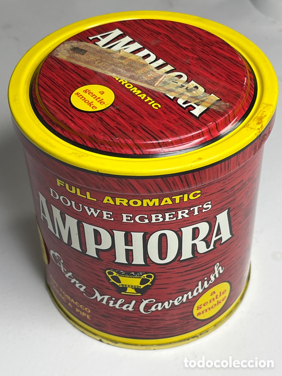Antig&uuml;edades: Bote met&aacute;lico vintage tabaco de pipa Amphora Douwe Egberts &ndash; Lata antigua - a&ntilde;os 70-80