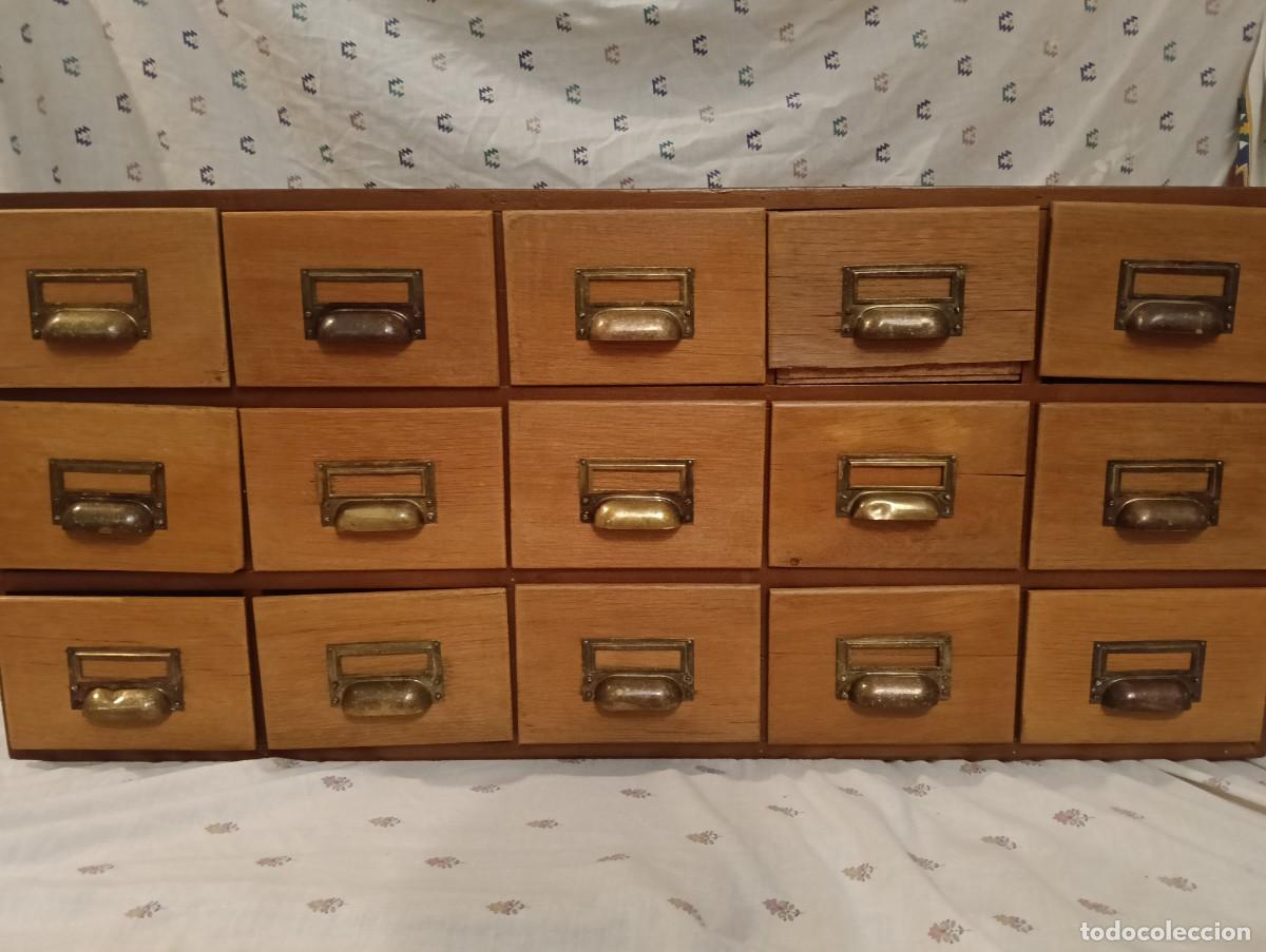 Antig&uuml;edades: Mueble antiguo 15 cajones - Mesita o recibidor organizador - Restaurado
