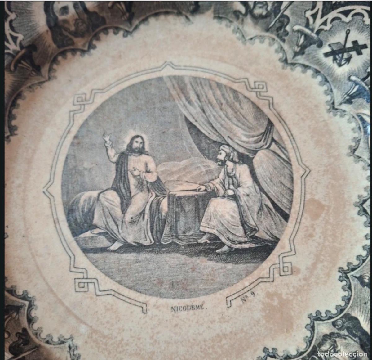 Antig&uuml;edades: Antiguo plato religioso de loza. - Foto 3