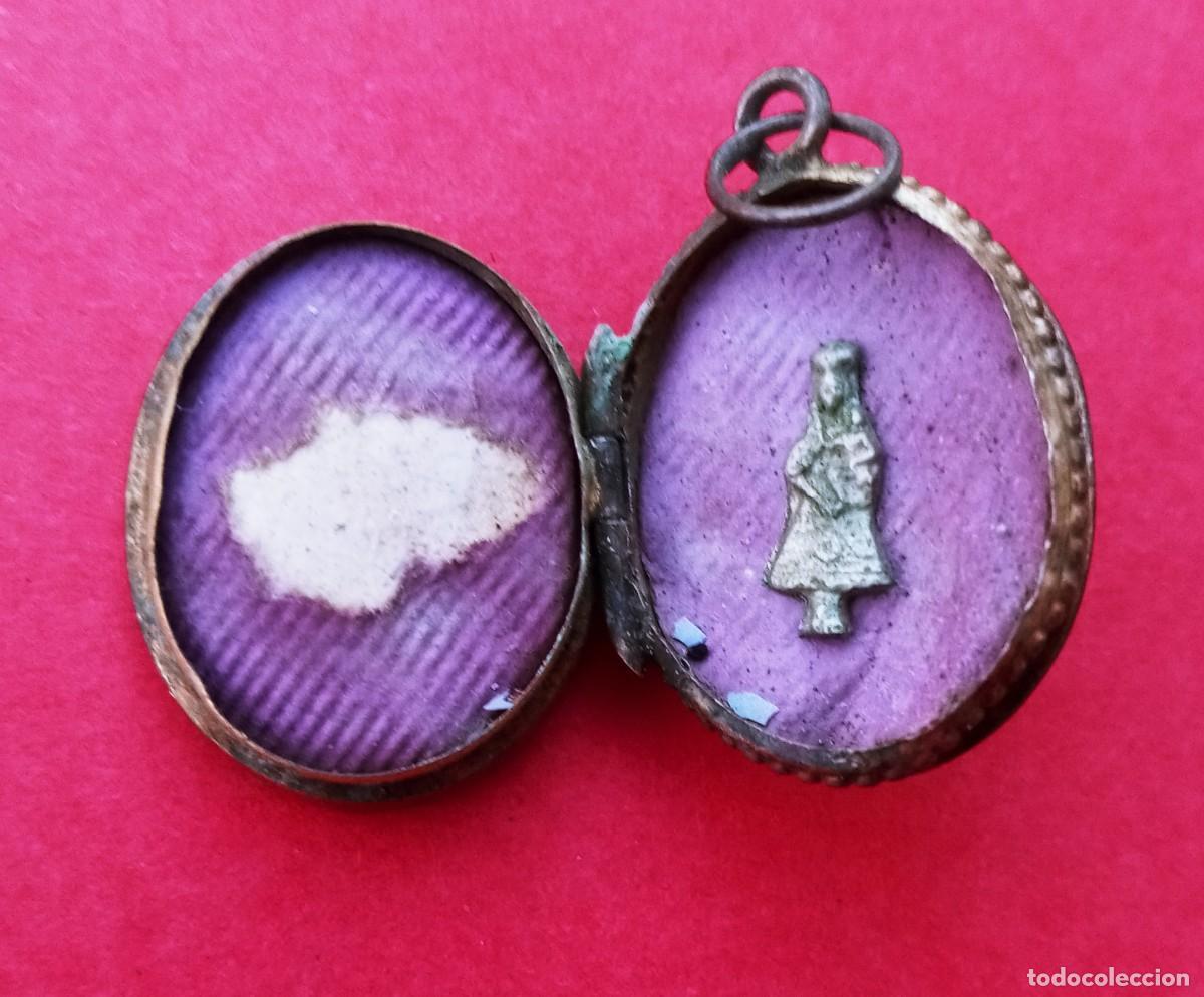 Antig&uuml;edades: Medalla Relicario Antiguo Virgen del Pilar de Zaragoza.