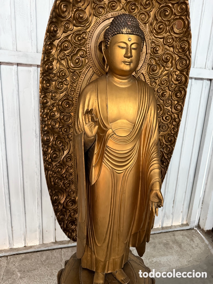 Antig&uuml;edades: buda antigua madera maciza - Foto 5