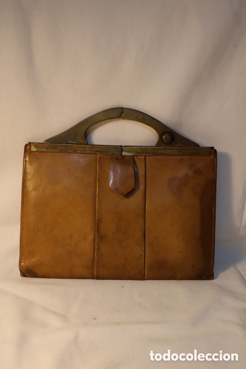 Antig&uuml;edades: BOLSO PIEL VINTAGE MID CENTURY