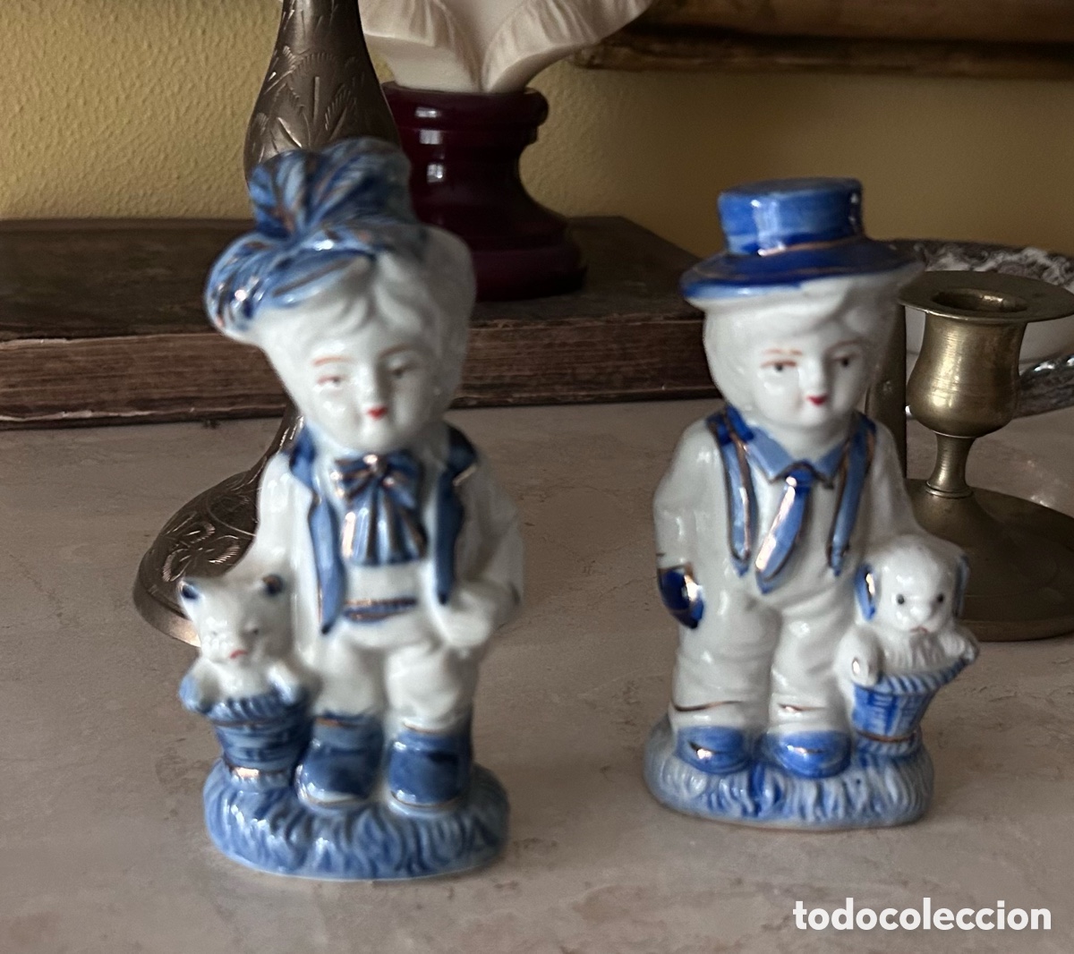 Antig&uuml;edades: PAREJA FIGURA NI&Ntilde;OS &Eacute;POCA. PORCELANA MADE IN CHINA