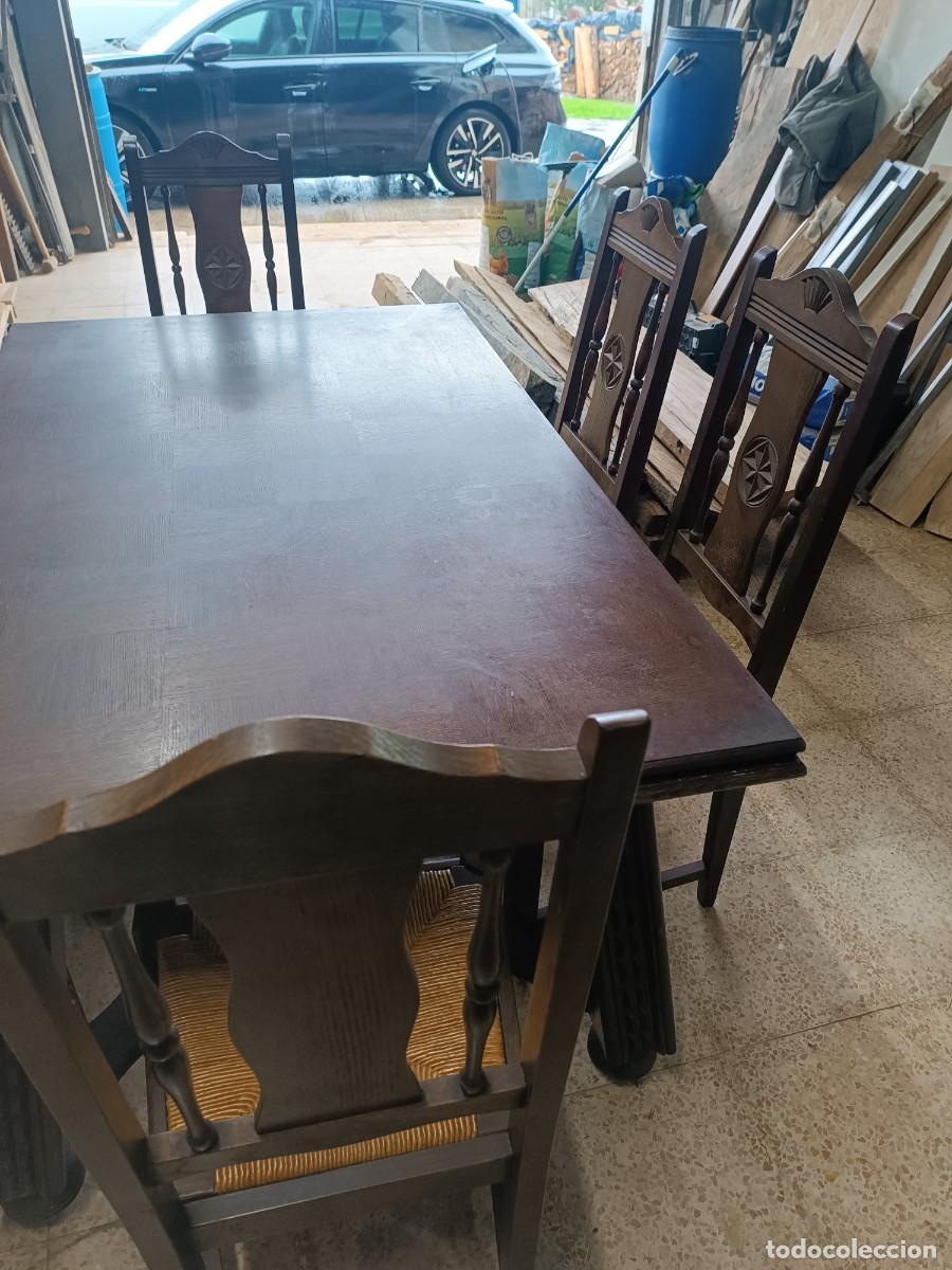 Antig&uuml;edades: Mesa de comedor extensible y 6 sillas - Foto 2