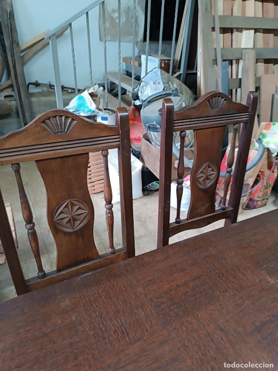 Antig&uuml;edades: Mesa de comedor extensible y 6 sillas - Foto 15