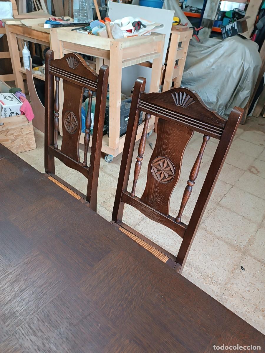 Antig&uuml;edades: Mesa de comedor extensible y 6 sillas - Foto 16
