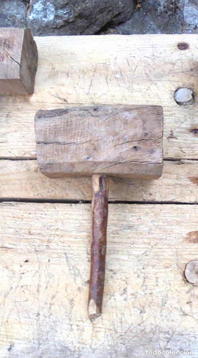 Antiques: ANTIGUO MAZO - MARTILLO DE MADERA