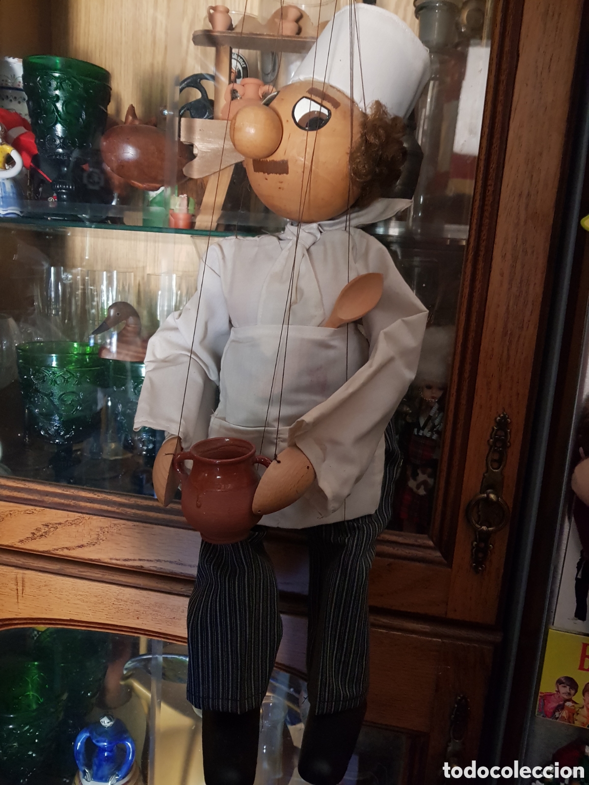 Antig&uuml;edades: ANTIGUA MARIONETA DE MADERA DE UN COCINERO