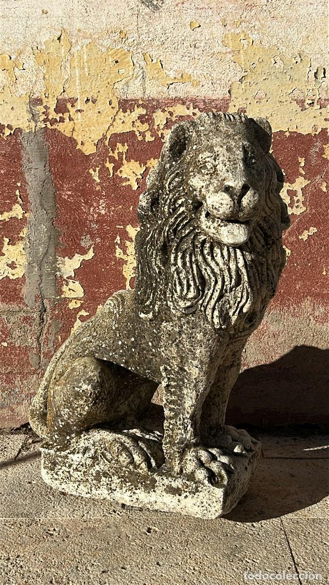 Antig&uuml;edades: LEON DE JARDIN ANTIGUO EN PIEDRA ARTIFICIAL IDEAL PARA FUENTE DECORACION 65 CMS ALTURA 36 X 25 BASE