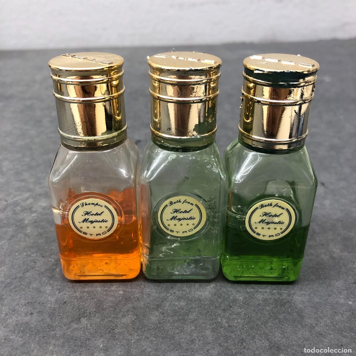Antig&uuml;edades: HOTEL MAJESTIC - 3 BOTELLITAS DE BA&Ntilde;O CON SHAMPOO Y BATH FOAM - HOTEL LUJO / 1990