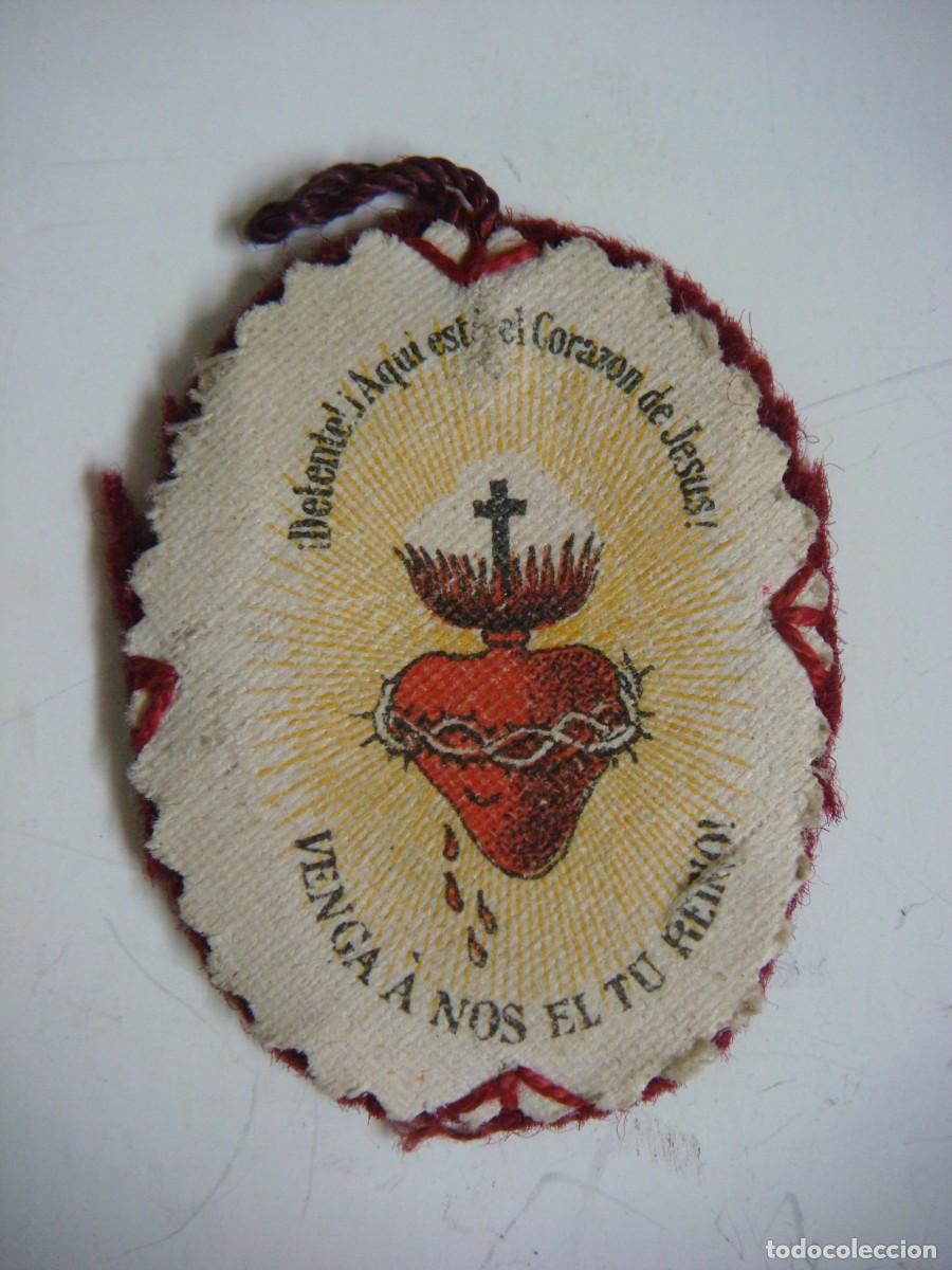 Antig&uuml;edades: ESCAPULARIO ANTIGUO DETENTE AQUI ESTA EL CORAZON DE JESUS-CAJ-F