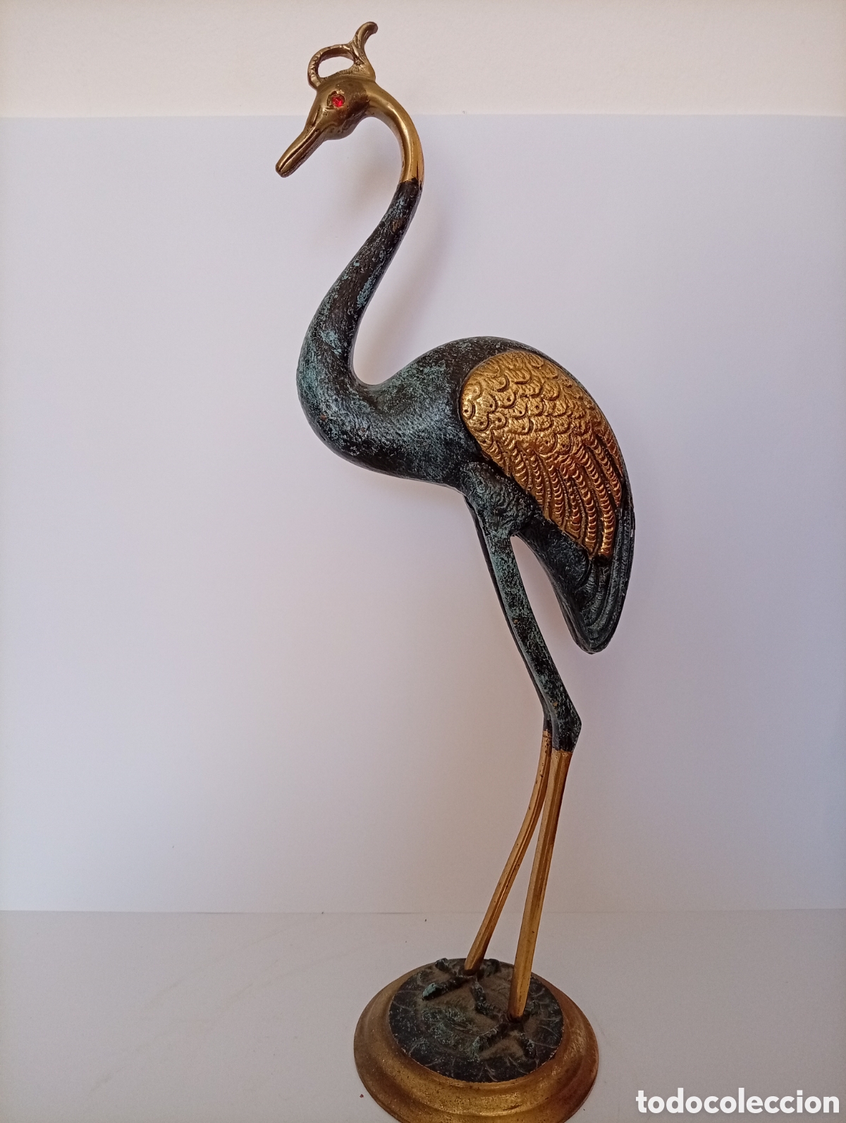 Antig&uuml;edades: Preciosa figura garza en bronce