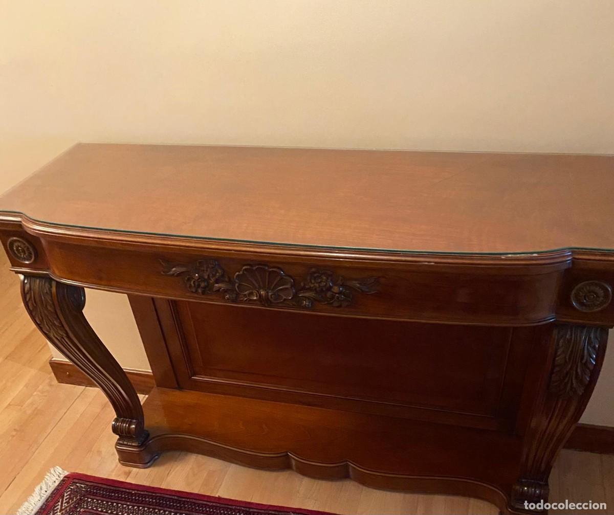 Antig&uuml;edades: Magn&iacute;fico Bur&oacute; Escritorio de Cilindro Vintage Madera Noble y Patas Torneadas - Estilo Cl&aacute;sico
