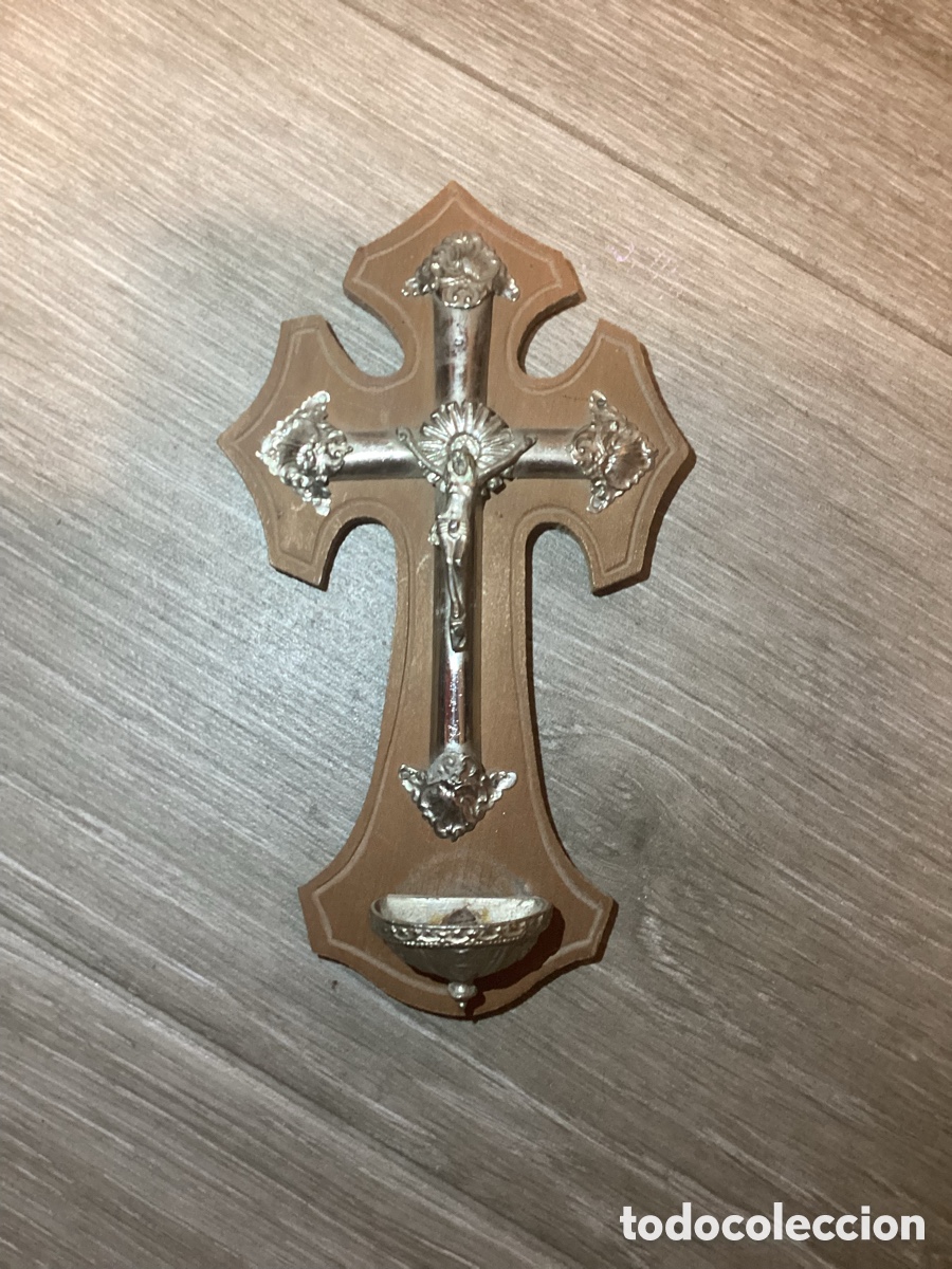 Antig&uuml;edades: ANTIGUO CRUCIFIJO BENDITERA DE PARED &ndash; CRISTO EN CRUZ &ndash; ARTE RELIGIOSO