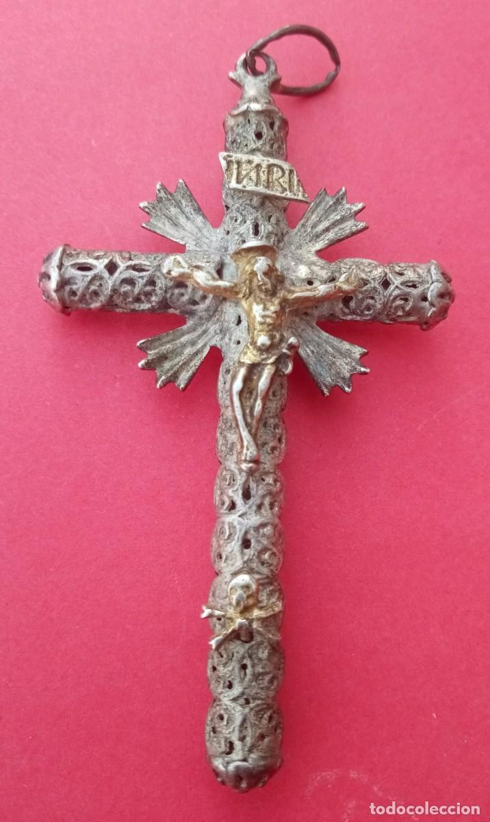 Antig&uuml;edades: PRECISA MEDALLA CRUZ PECTORAL EN FILIGRANA CON VIRGEN DEL PILAR. ZARAGOZA.