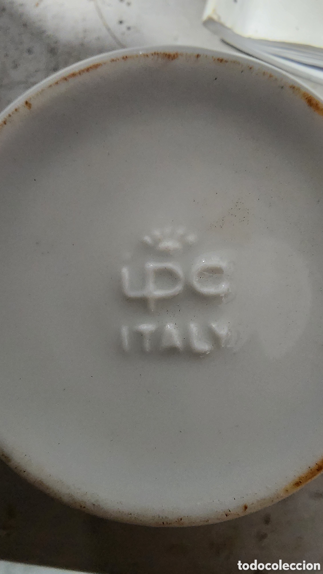 Antig&uuml;edades: Pareja de Tazas Espresso Vintage IPA ITALY - Porcelana y Soporte Met&aacute;lico - A&ntilde;os 60/70