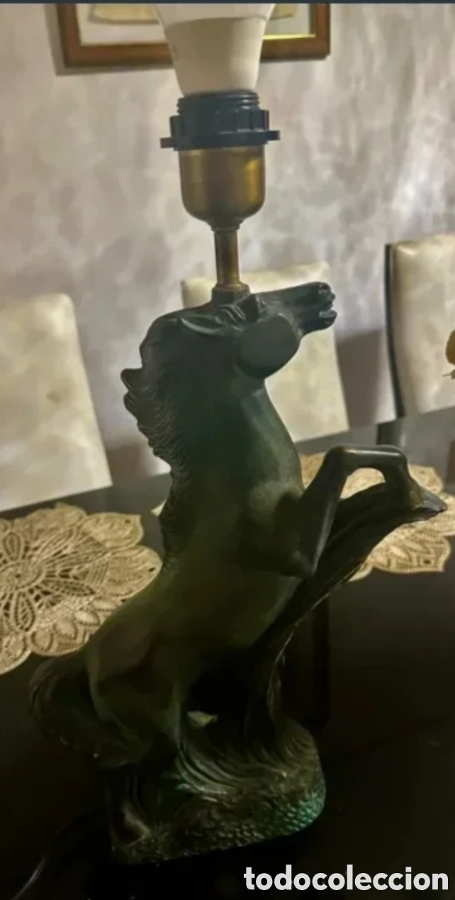 Antig&uuml;edades: Lampara Caballo de bronce. - Foto 4