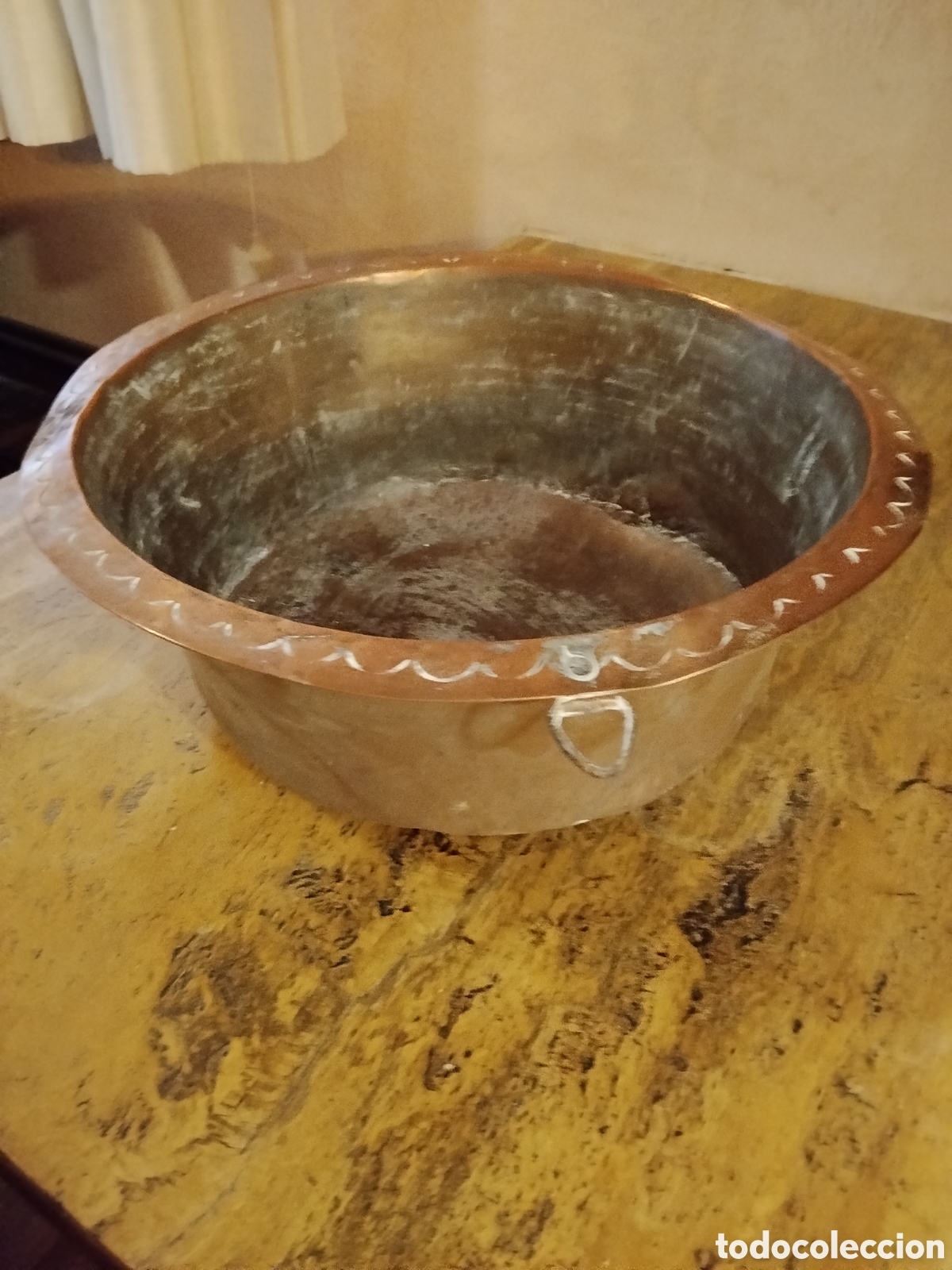 Antig&uuml;edades: CALDERO/PEROLA ANTIGUA DE COBRE MACIZO