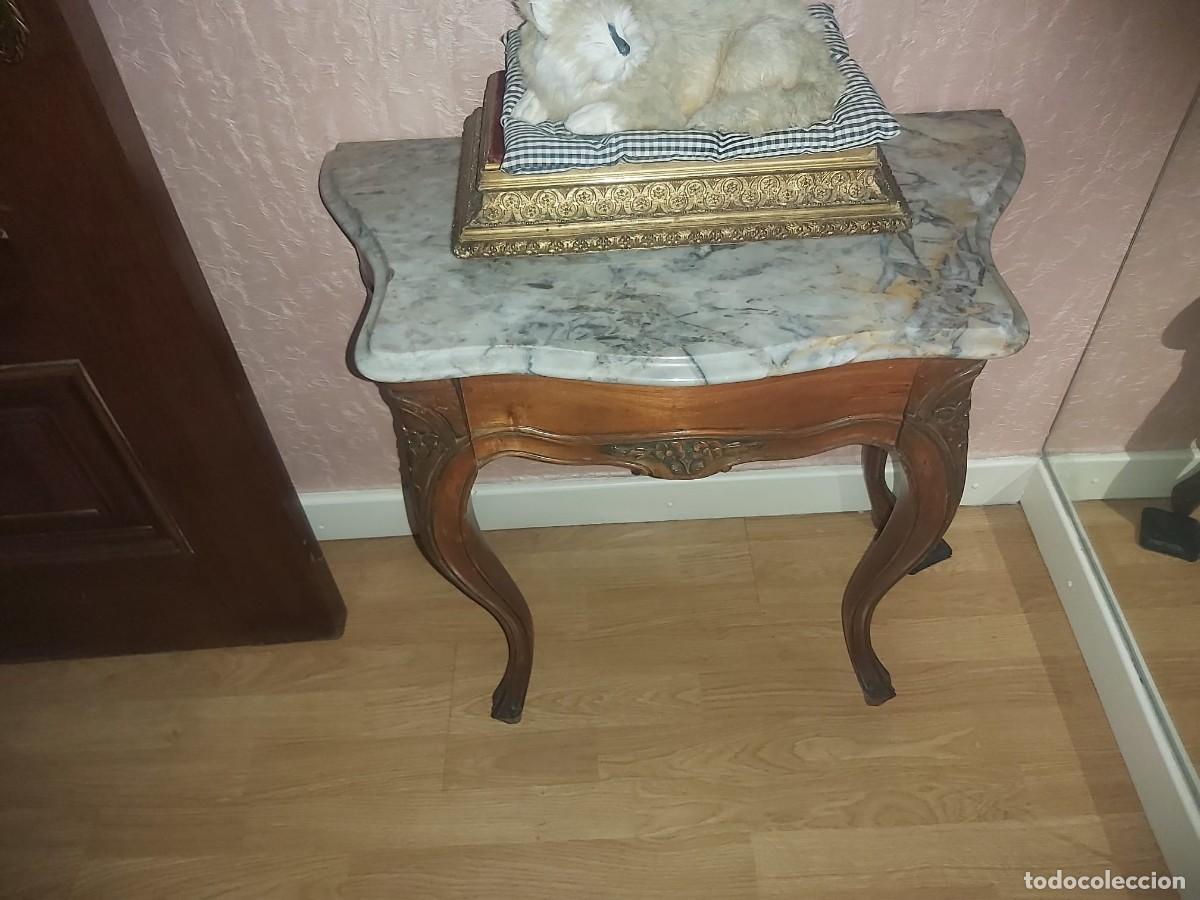 Antig&uuml;edades: Elegante Consola Recibidor Vintage Estilo Luis XV con Encimera de M&aacute;rmol - Formato Peque&ntilde;o