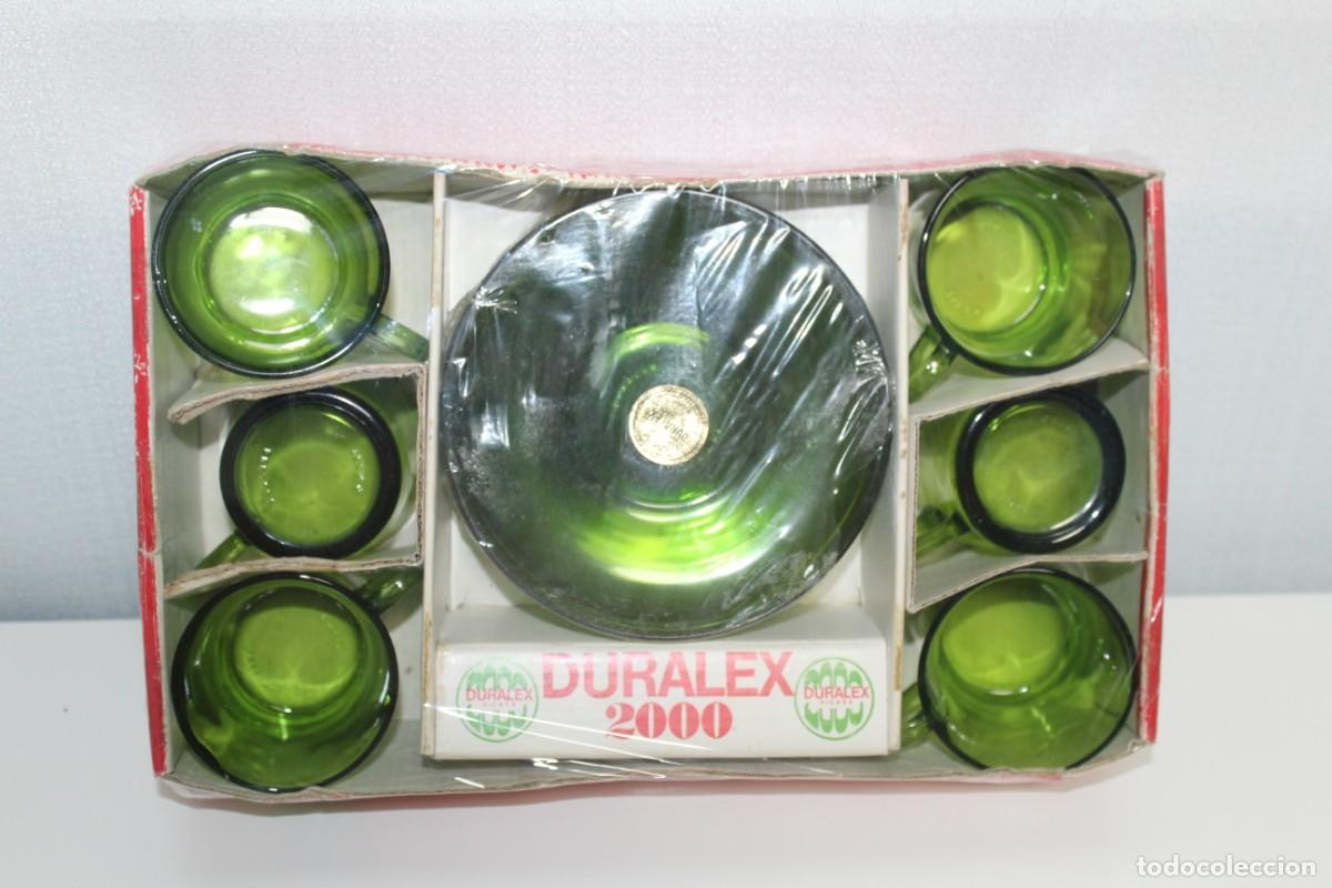 Antig&uuml;edades: JUEGO DE CAFE DURALEX COLOR VERDE