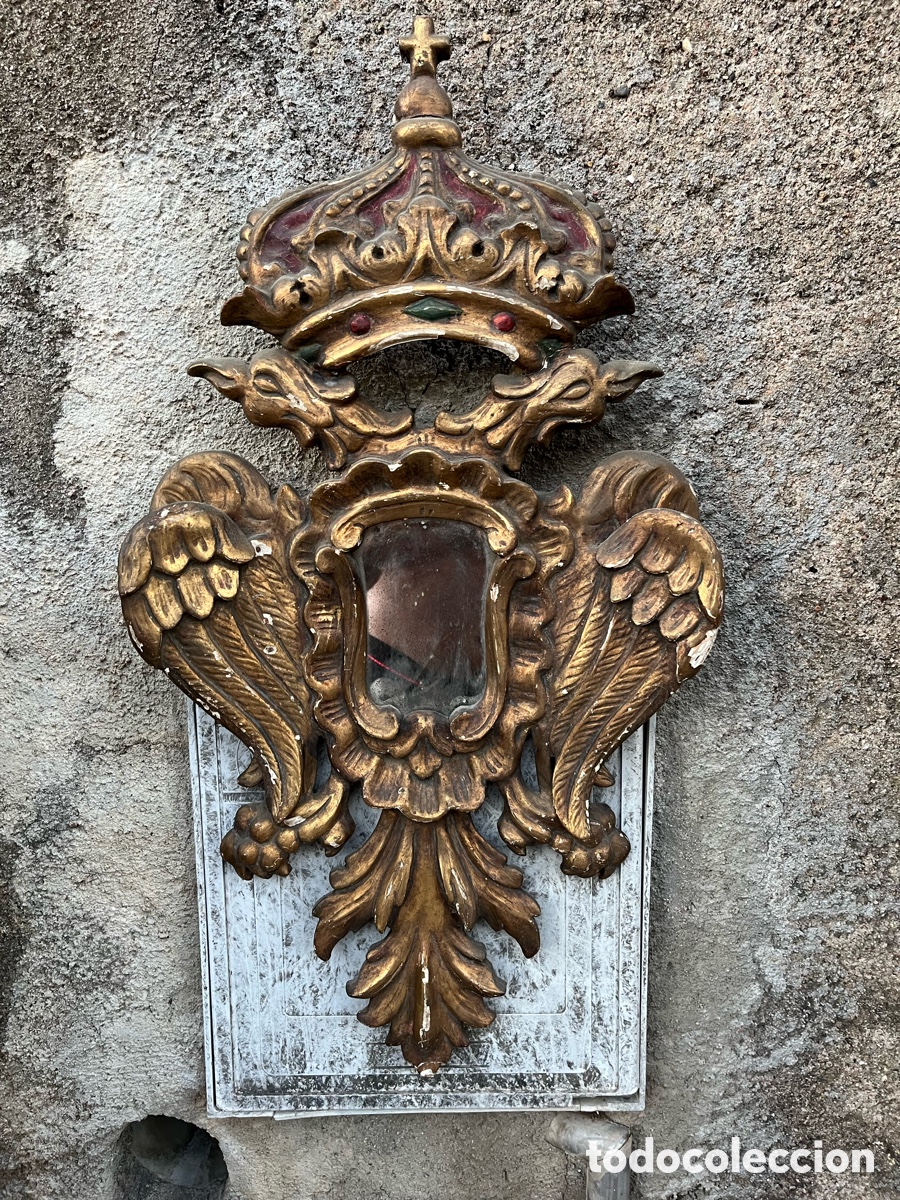 Antig&uuml;edades: ANTIGUA CORNUCOPIA CON &Agrave;GUILA BIC&Egrave;FALA Y CORONA REAL. - Foto 2