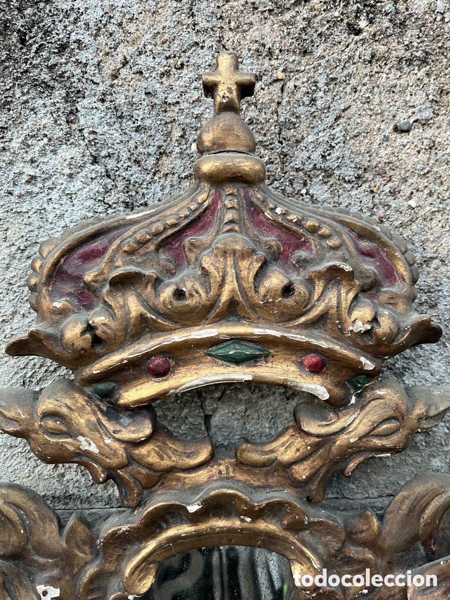 Antig&uuml;edades: ANTIGUA CORNUCOPIA CON &Agrave;GUILA BIC&Egrave;FALA Y CORONA REAL. - Foto 3