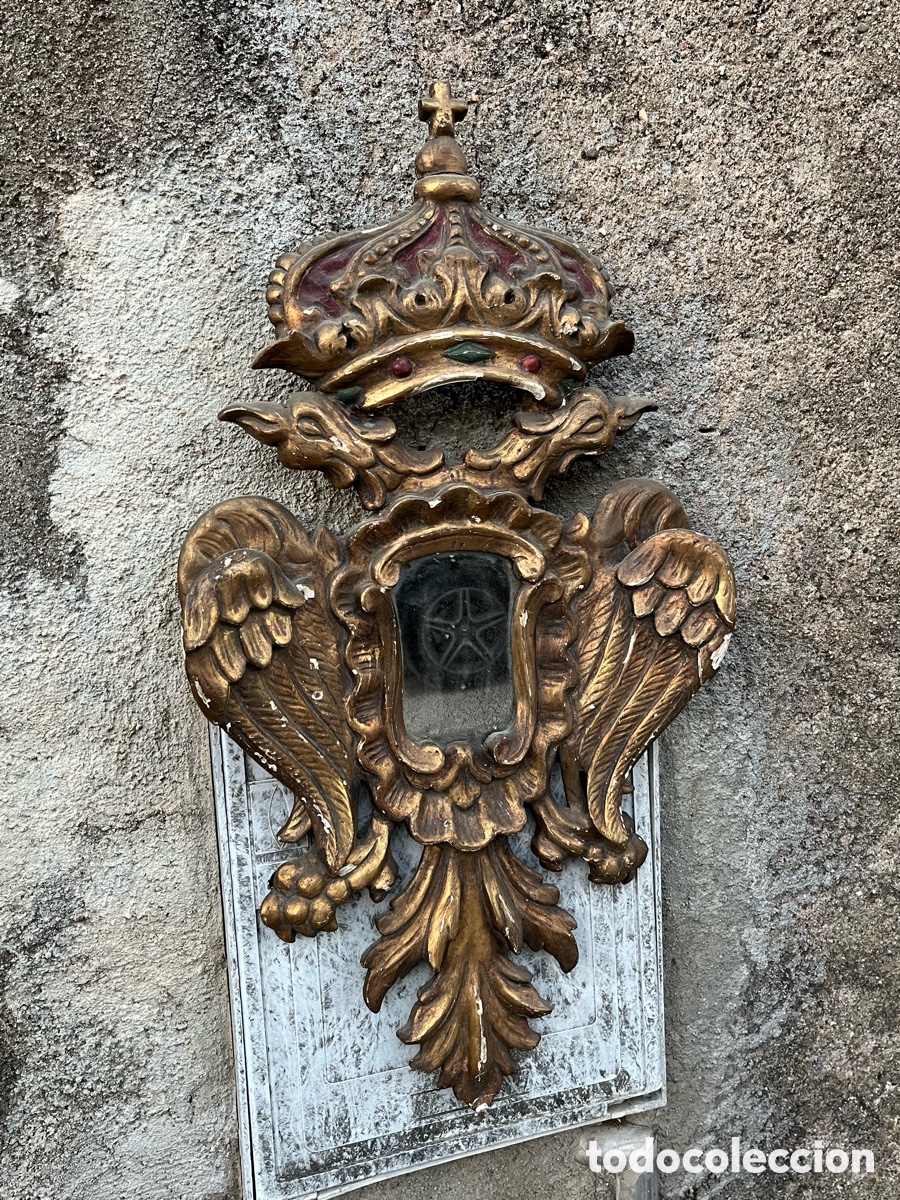 Antig&uuml;edades: ANTIGUA CORNUCOPIA CON &Agrave;GUILA BIC&Egrave;FALA Y CORONA REAL. - Foto 4